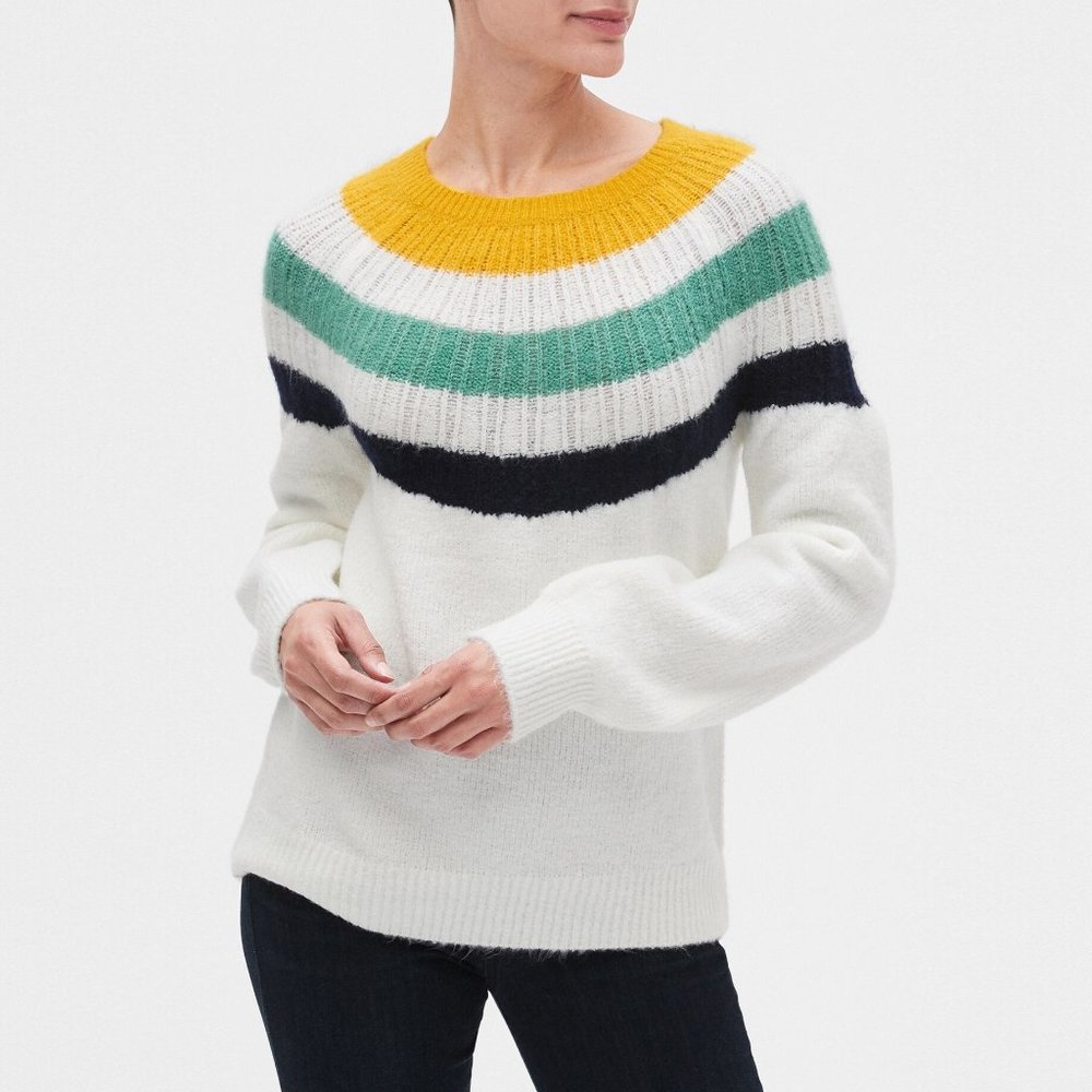 GAP Factory Stripe Yoke Crewneck Sweater